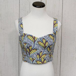 Zara Bustier Leaves Crop Top L